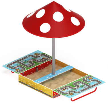 Песочница с крышкой средняя и навесом Грибок (Игра) - ИО 5.01.10-02